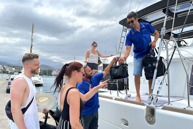 Ag.Nikolaos: Catamaran Trip with Sushi, Drinks, & Water Toys - Setting Off From Agios Nikolaos Port, With Drinks Before You Even Sit Down