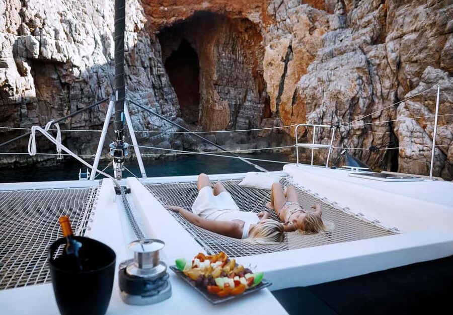 Agios Nikolaos All-inclusive Catamaran Cruise & Water Toys - Lunch on board: nutritionist-led, local ingredients, and real options