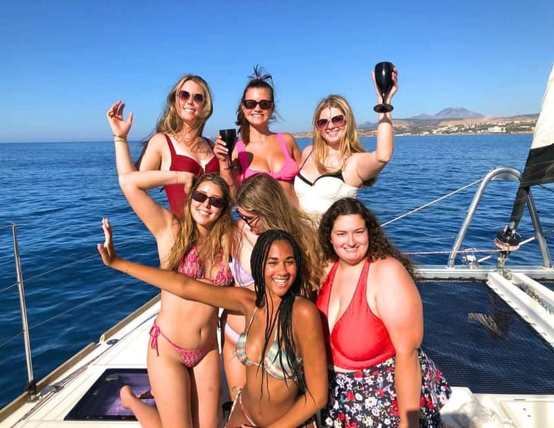Chania Old Port:Luxury Sunset Catamaran Cruise with Prosecco - Agioi Theodoroi: the calm-water stop that makes the cruise work