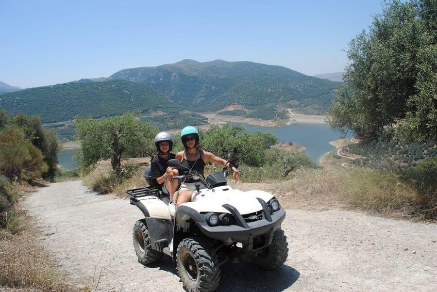 Crete: Off-Road Quad Safari Evening Tour with Hotel Transfer - St George Selinari Monastery and the Prophet Elias chapel: breaks with big views