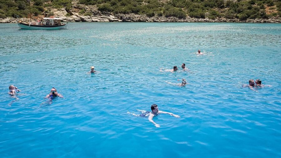 From Heraklion: Elounda, Kolokitha, and Spinalonga Boat Trip - Open-sea swim between Spinalonga and Plaka: float and breathe