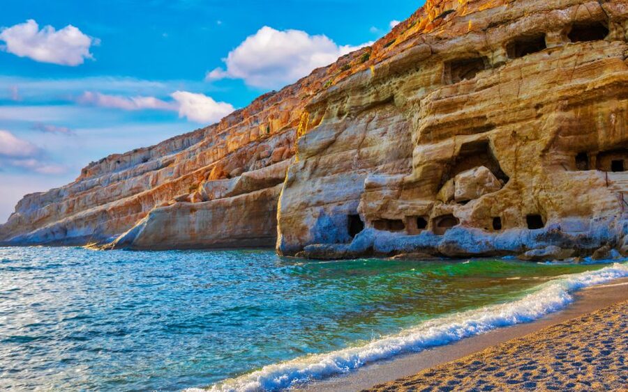 From Heraklion: Matala Hippie Beach, Relaxing Trip & Pickup - Matala Beach: golden sand, clear water, and where you can actually relax