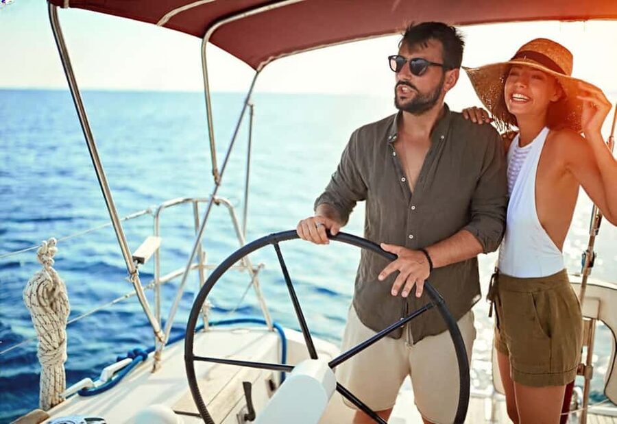From Heraklion: Private Sailing Trip with our Hanse 470 - Sailing time to Dia Island, shaped for a relaxed half-day