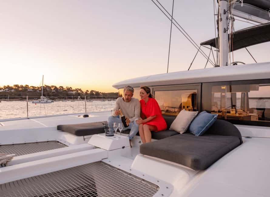 Heraklion Luxury Sailing Catamaran Dia Island | Gourmet Menu - Luxury boarding at Cafe Marina, then straight into Aegean mode