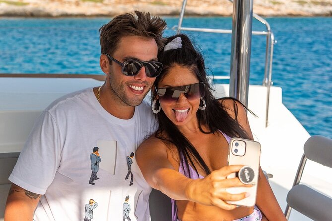 Hersonissos: Private Sunset Catamaran Cruise, Snack & Drinks - On Board: Spacious deck time, premium sound, and free WiFi