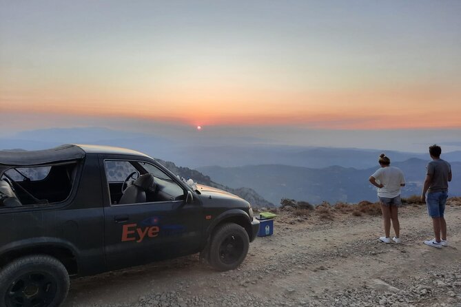 PRIVATE Jeep Safari 4x4 SUNSET (with Dinner) in Mountains CRETE - Stop 2: Dikti mountain roads, off-road jeeping, and sunset with wine