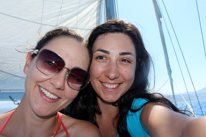 Private Sail in Chania - Stop 2: Almyrida area sailing past Karga, then Drapano lighthouse views