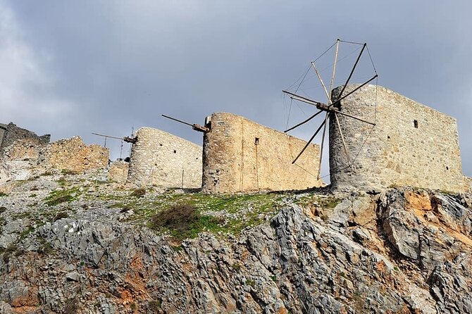Private Tour-Knossos Palace Zeus Cave&Olive Oil Mill from Elounda - Lasithi Mesa and Tzermiado: Greek coffee, raki, and old village streets