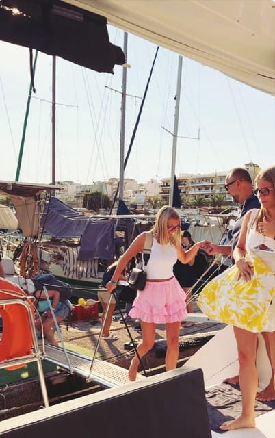 Rethymno: Sunset Catamaran Cruise - Sushi & Open Bar - The Pink Flamingo and the Crew Energy (Names You Might Hear)
