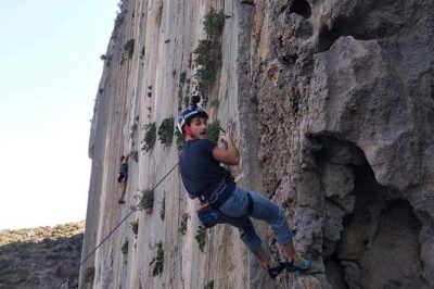 Rock Climbing on Crete with a Guide at Rethymnon, Plakias beach