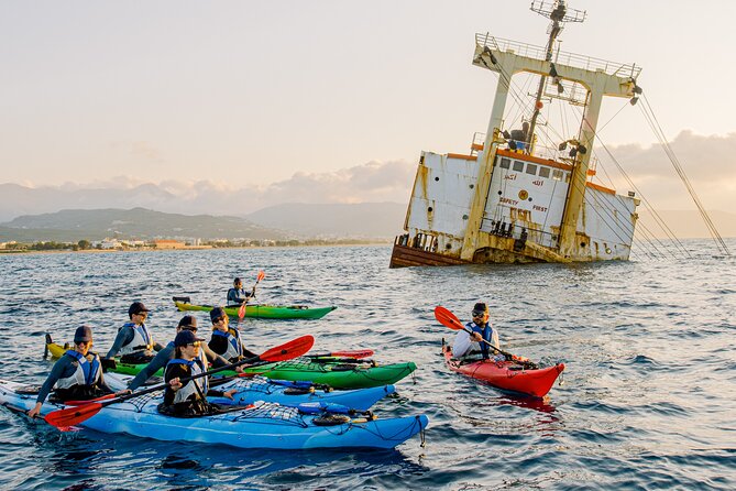 Sunset Kayak Tour to Kissamos Bay Shipwreck & Exclusive Beach - Manassa Rose shipwreck: paddling right up close in a kayak